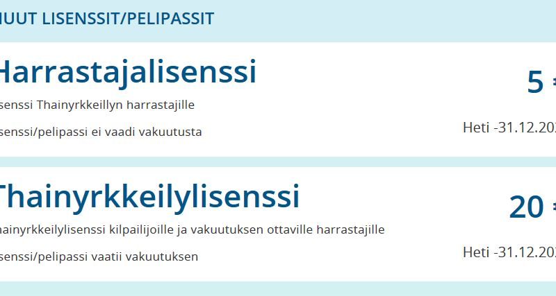 Vuoden 2021 vakuutukset ja lisenssit nyt myynnissä