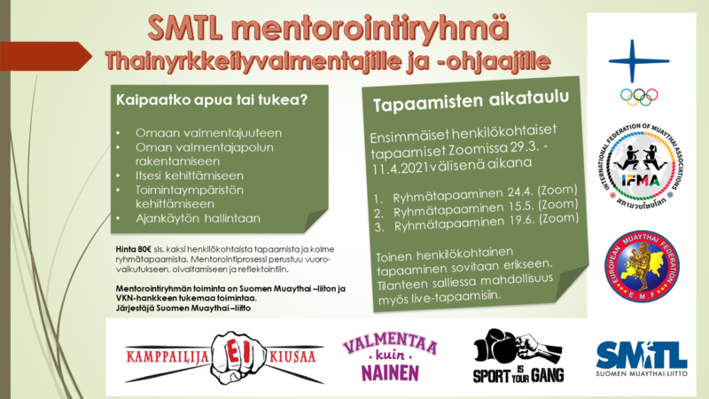 Tulossa SMTL Mentorointiryhmä thainyrkkeilyvalmentajille ja -ohjaajille