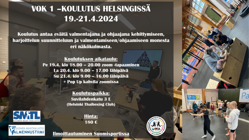 Tulossa VOK1 valmentaja- ja ohjaajakoulutus huhtikuussa Helsingissä
