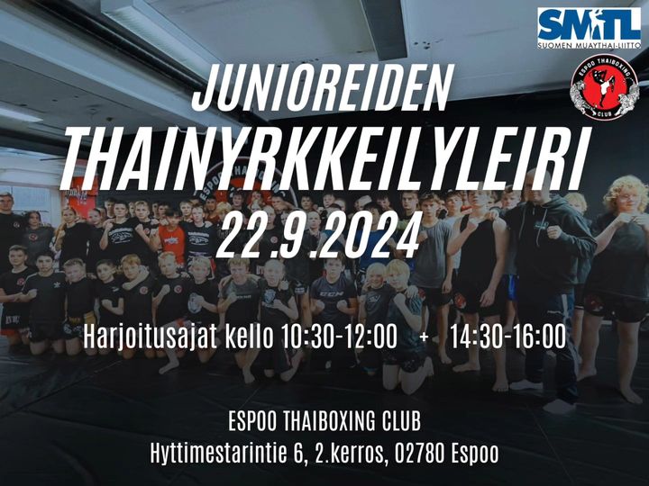 Ilmoittautuminen junioreiden thainyrkkeilyleirille käynnissä Suomisportissa